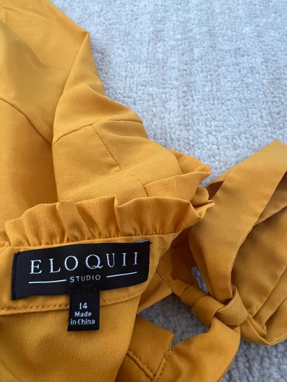 Eloquii Studio Yellow Ruffle Tie-Neck Dress Plus Size 14 - Picture 2 of 13